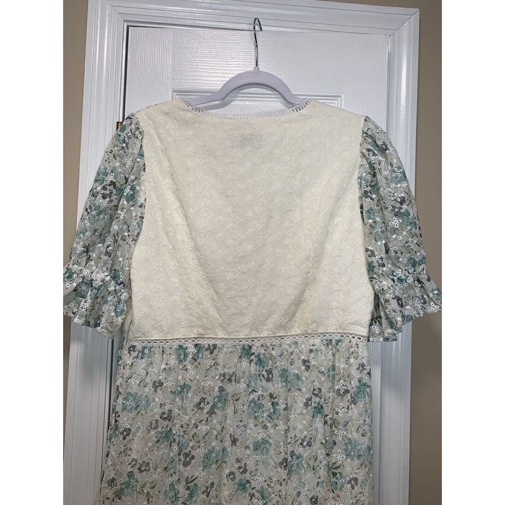 ASOS Women's 10 Eyelet Tiered Midi Tea Dress Mixed Ditsy Print Embroidered NWT - Picture 7 of 11